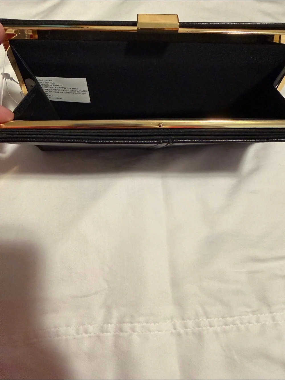 Time and Tru Black Fold-Over Clutch with Gold-Tone Clasp